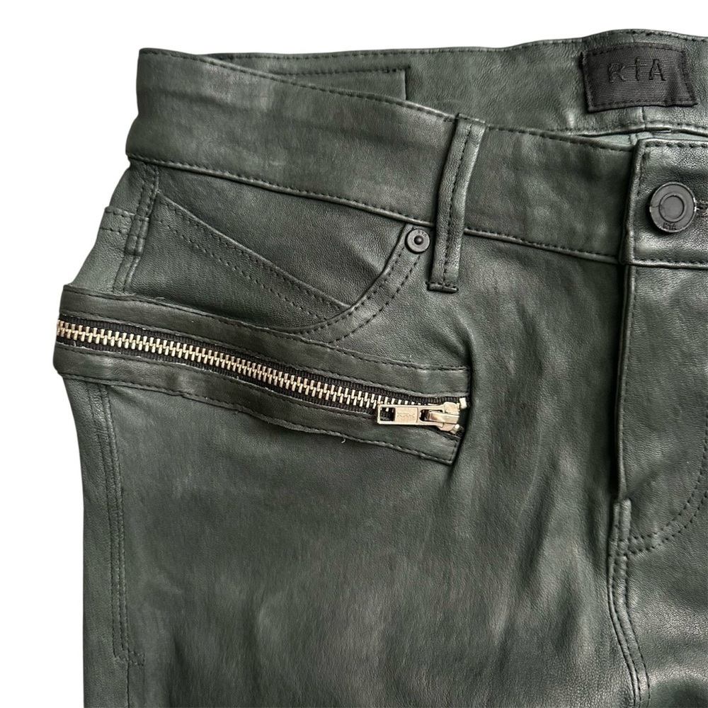 RtA Madrid Stretch Leather Skinny Pants Charcoal Gray Lambskin Zip Sz 27 - Picture 3 of 14